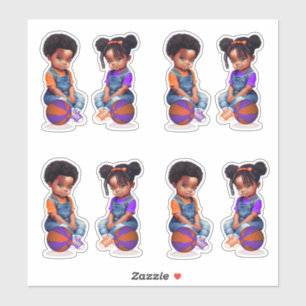 Freethrows Bows Purple Orange Basketball Boy Girl Sticker