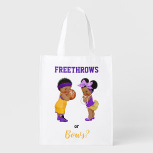 Freethrows or Bows Purple Gold Basketball Boy Girl Grocery Bag