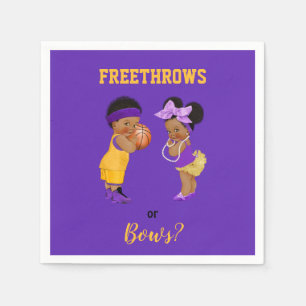 Freethrows or Bows Purple Gold Basketball Boy Girl Napkins