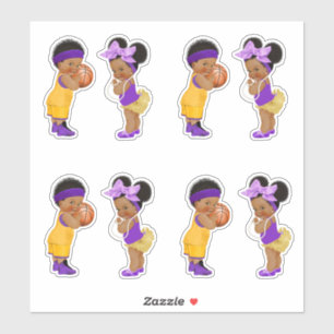 Freethrows or Bows Purple Gold Basketball Boy Girl Sticker