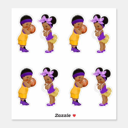 Freethrows or Bows Purple Gold Basketball Boy Girl Sticker