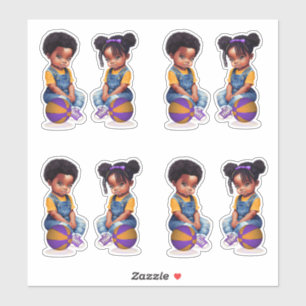 Freethrows or Bows Purple Gold Basketball Boy Girl Sticker