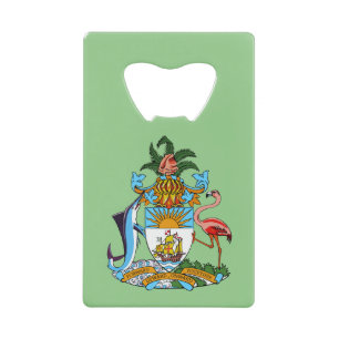 Freetown, Bahamas with Coat of Arms (Eleuthera) Credit Card Bottle Opener