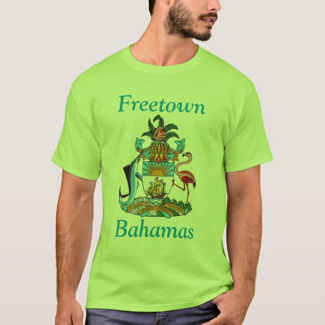 Freetown, Bahamas with Coat of Arms (Eleuthera) T-Shirt (Front)