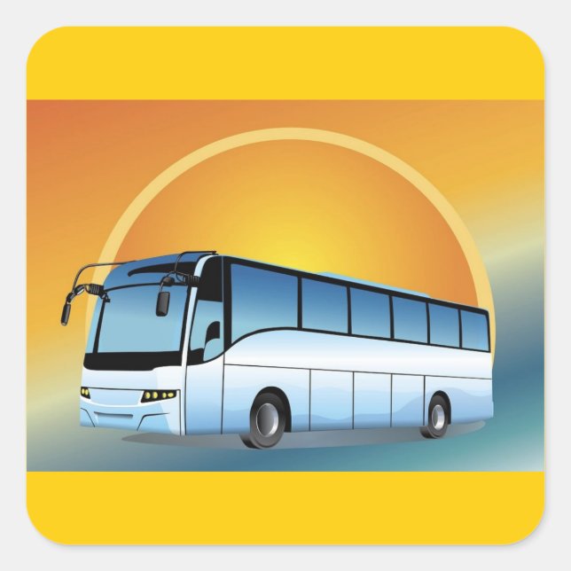 FreeVector-Bus Transportation travel touring Square Sticker (Front)