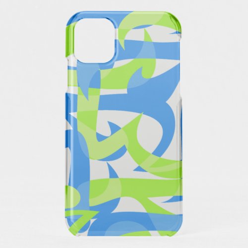 Freeway Abstract Retro Psychedelic _ Lime  Blue iPhone 11 Case