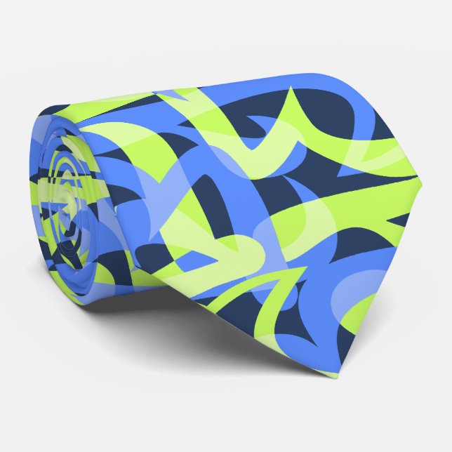 Freeway Abstract Retro Two-Side Print Neck Tie (Rolled)