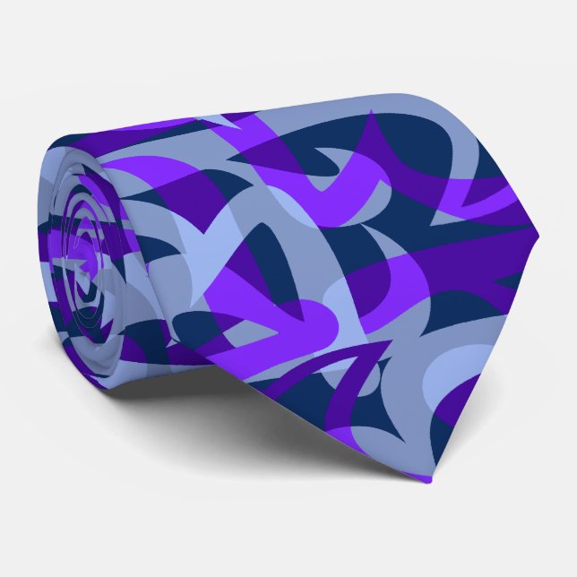 Freeway Abstract Retro Two-Side Print Neck Tie (Rolled)