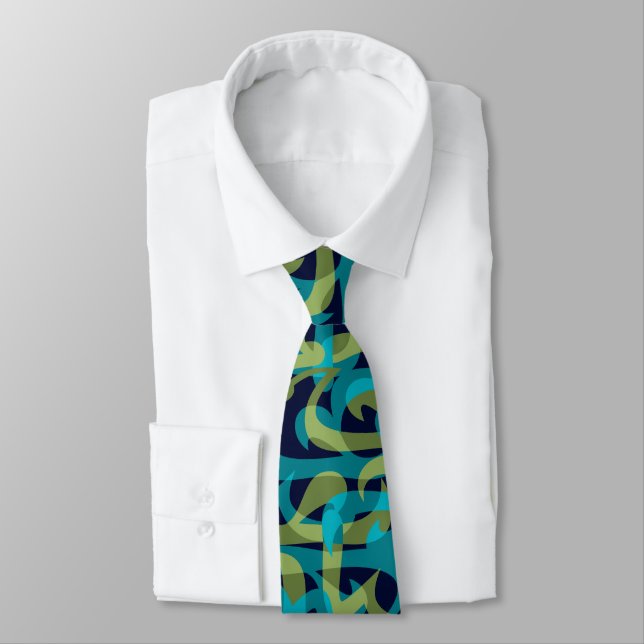 Freeway Abstract Retro Two-Side Print Neck Tie (Tied)