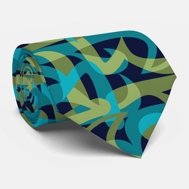 Freeway Abstract Retro Two-Side Print Neck Tie (Rolled)