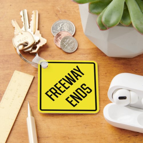 Freeway Ends Metal Square Keychain