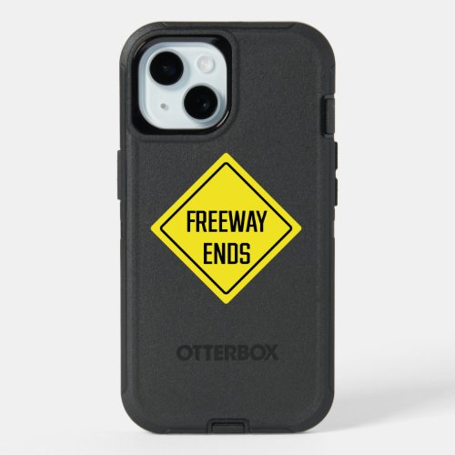 Freeway Ends Traffic Sign  Black iPhone 15 Case