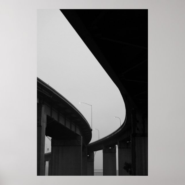 Freeway Ramps in a Fog Poster,Print Poster (Front)