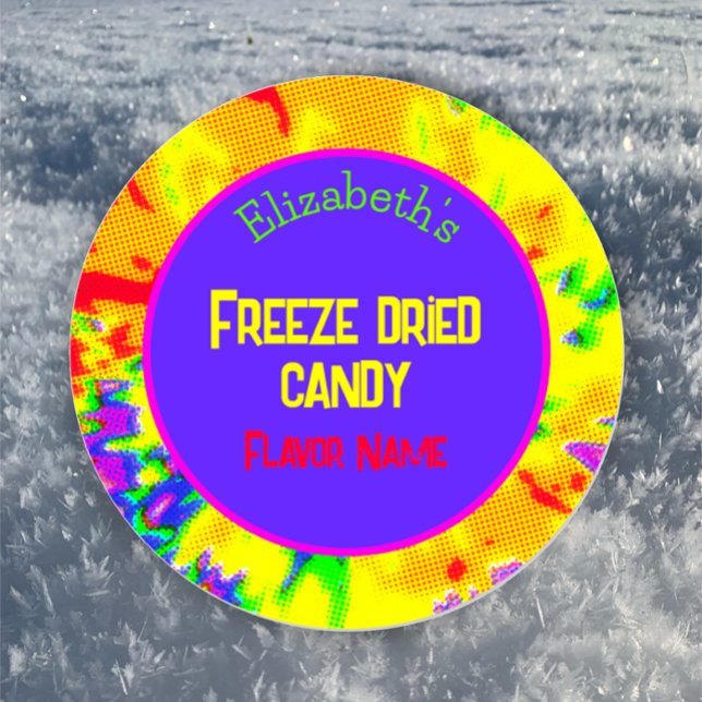 Freeze Dried Candy Colorful Personalized Label (Promote your freeze dried candy with custom sticker and labels. Custom vibrant fun text.
)