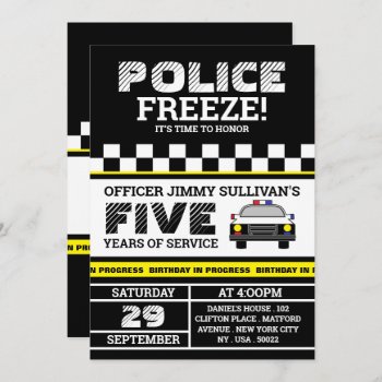 Freeze! Police Officer Birthday Party Invitation by StampedyStamp at Zazzle