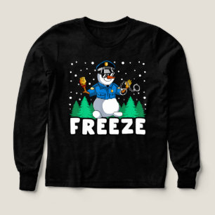 Freeze Snowman Police Christmas Pajama Funnt Cop P Tri-Blend Shirts