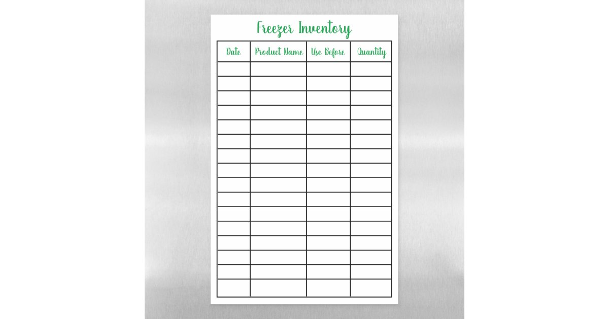 Freezer Inventory Dry Erase Sheet Zazzle