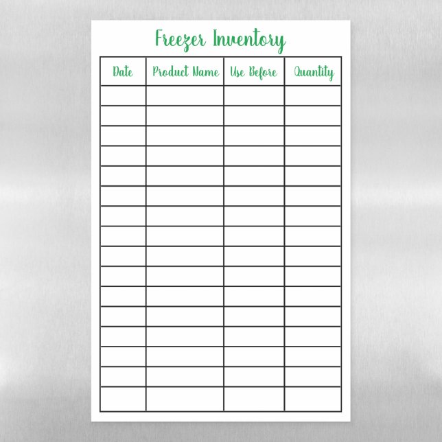 Freezer Inventory Dry Erase Magnetic Sheet (Vertical)