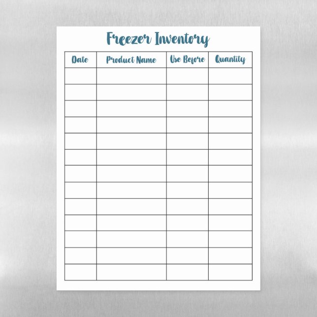 Freezer Inventory Dry Erase Magnetic Sheet (Vertical)