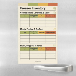 Freezer Inventory Retro Style Magnetic Dry Erase Sheet