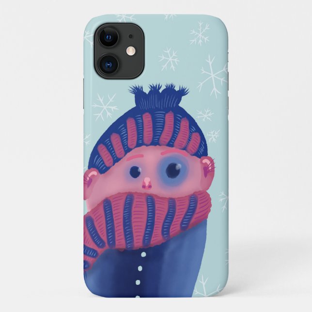 Freezing Kid With Hat And Scarf In Cold Winter Case-Mate iPhone Case (Back)