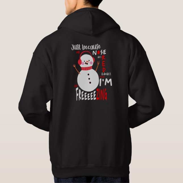 Freezing Snowman Funny Christmas Black Hoodie (Back)