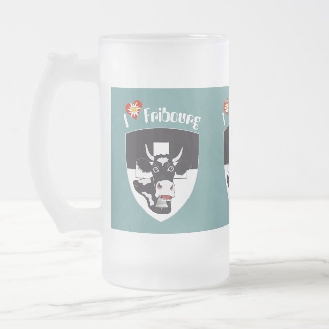 Freiburg Fribourg Switzerland Suisse Tasse Frosted Glass Beer Mug (Left)