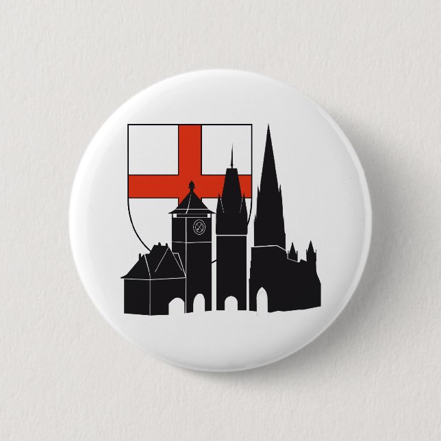 Freiburg Silhouette with coats of arms Pinback Button (Front)