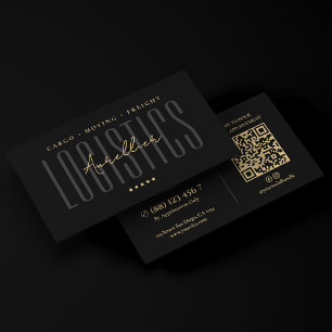 Freight Logistics Moving Trucking Cargo Black  Business Card