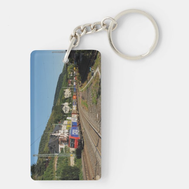freight train at Lorch am Rhein Keychain (Back)