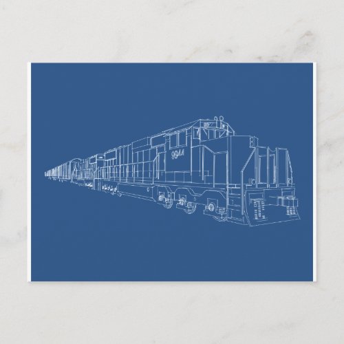 Freight Train Blueprint Railroad Postcard