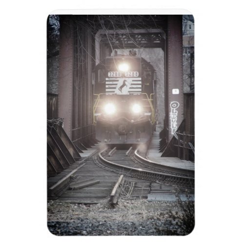 Freight train crossing a bridge  magnet