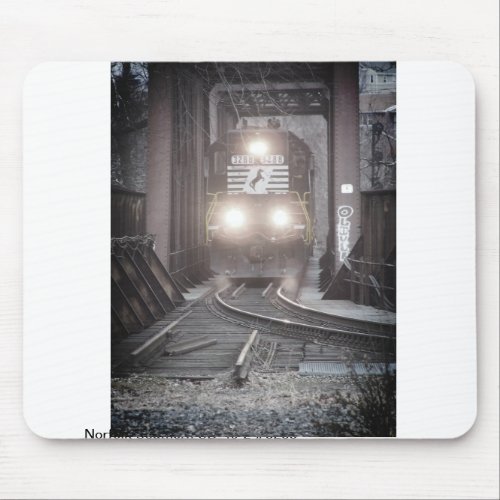 Freight train crossing a bridge  mouse pad