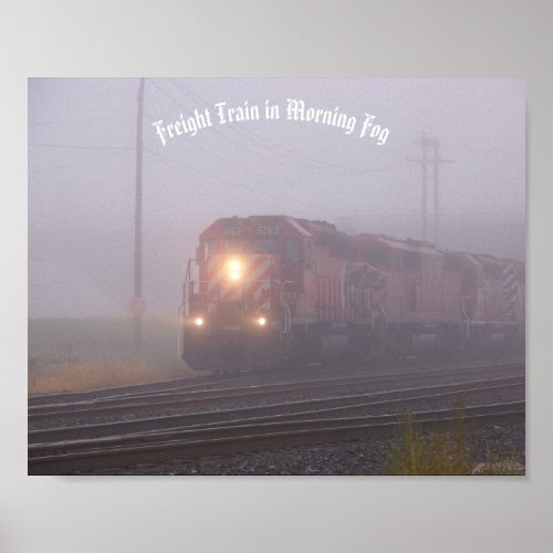 Freight Train Running in Fog Poster