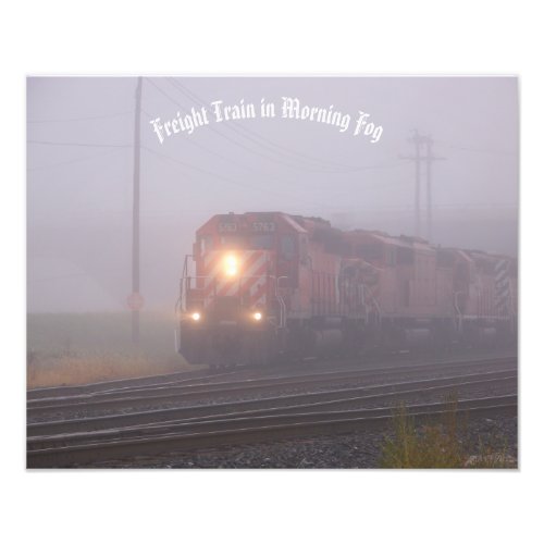 Freight Train Running in Fog Poster