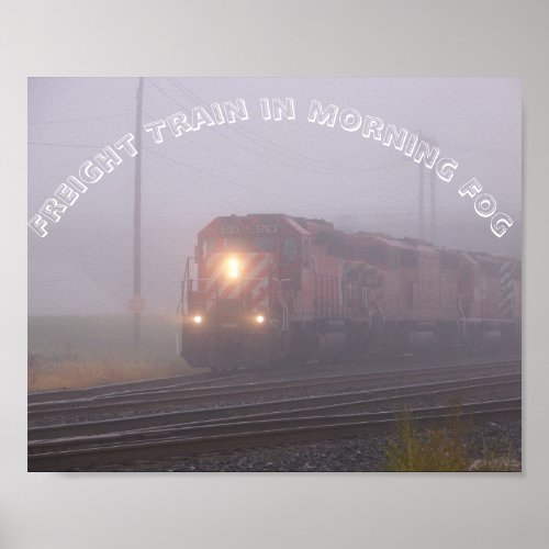 Freight Train Running in Fog Poster