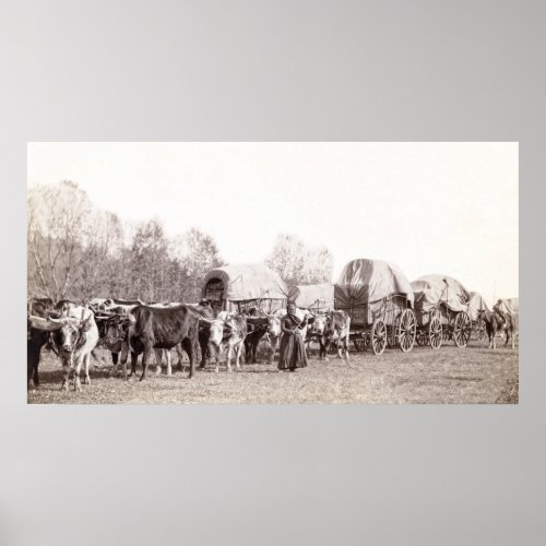 FREIGHT WAGON TRAIN c 1887 Poster