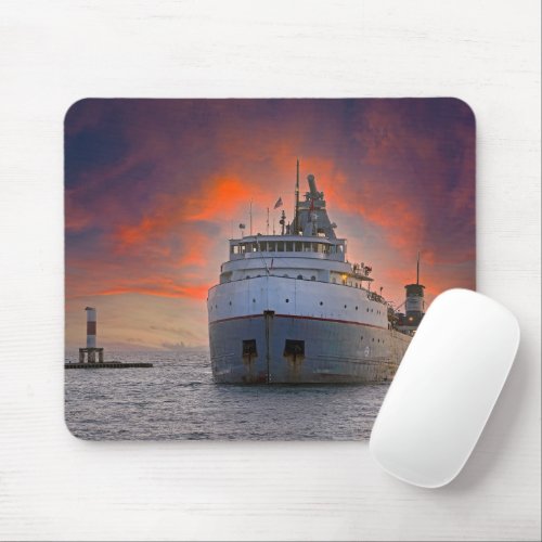 Freighter Arriving In Holland Harbor Mouse Pad