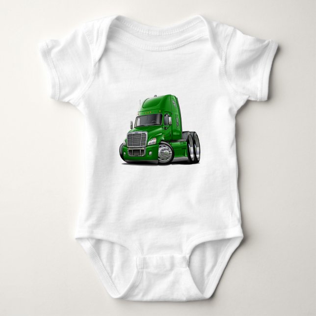 Freightliner Cascadia Green Truck Baby Bodysuit (Front)