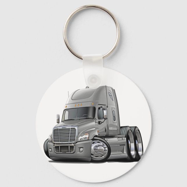 Freightliner Cascadia Silver Truck Keychain (Front)