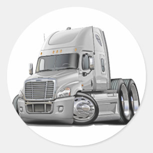 Freightliner Cascadia White Truck Classic Round Sticker
