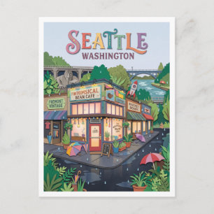 Fremont Cafe Seattle Washington Postcard
