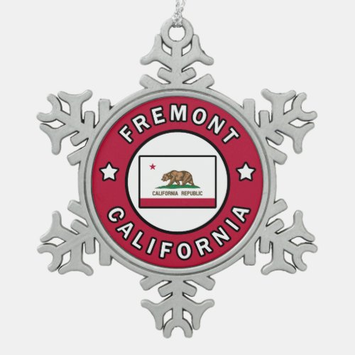 Fremont California Snowflake Pewter Christmas Ornament
