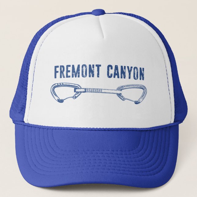 Fremont Canyon Wyoming Rock Climbing Quickdraw Trucker Hat (Front)
