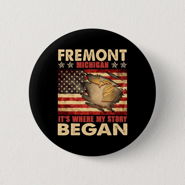 Fremont Michigan Usa Flag 4th Of July  Button (Front)