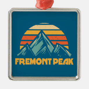 Fremont Peak Wyoming Retro Turquoise Metal Ornament