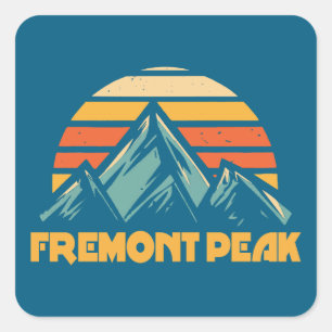 Fremont Peak Wyoming Retro Turquoise Square Sticker