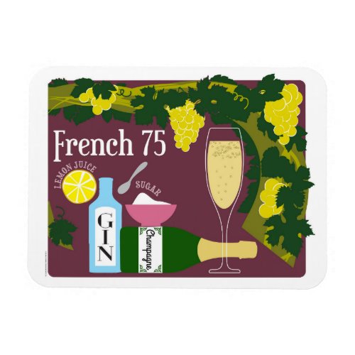 French 75 Champagne Cocktail Magnet