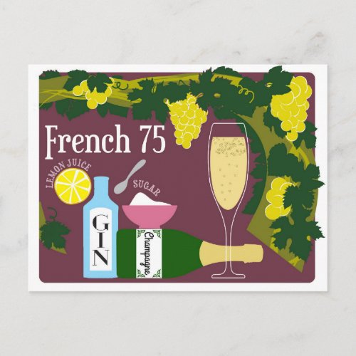 French 75 Champagne Cocktail Postcard