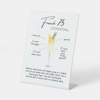 French 75 Drink Sign | Drink Recipe Bar Sign